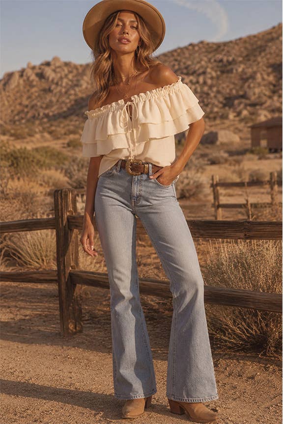 Off-Shoulder Tiered Ruffle Top