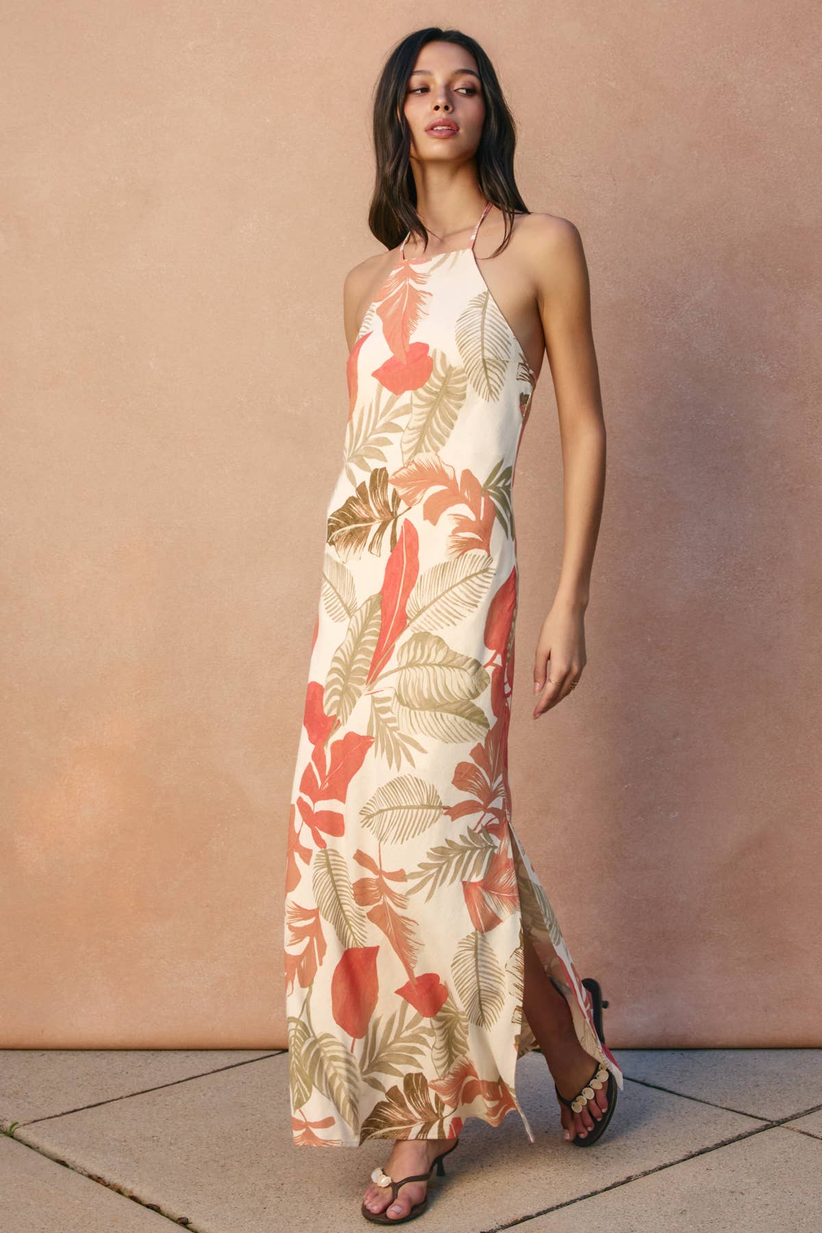 Blush Island Halter Neck Open Back Maxi Dress