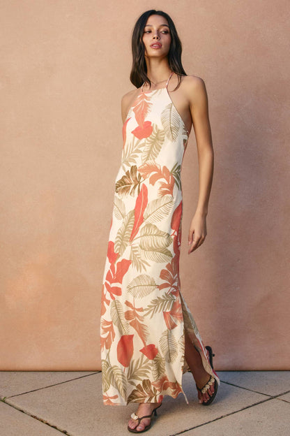 Blush Island Halter Neck Open Back Maxi Dress