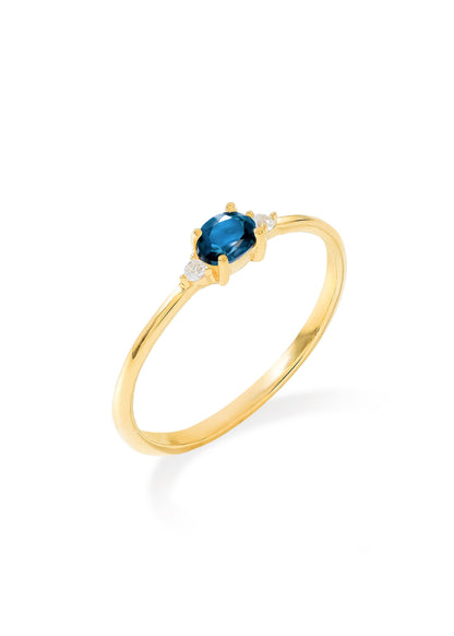 Gold Plated Silver London Blue Topaz Elegant Engagement Ring