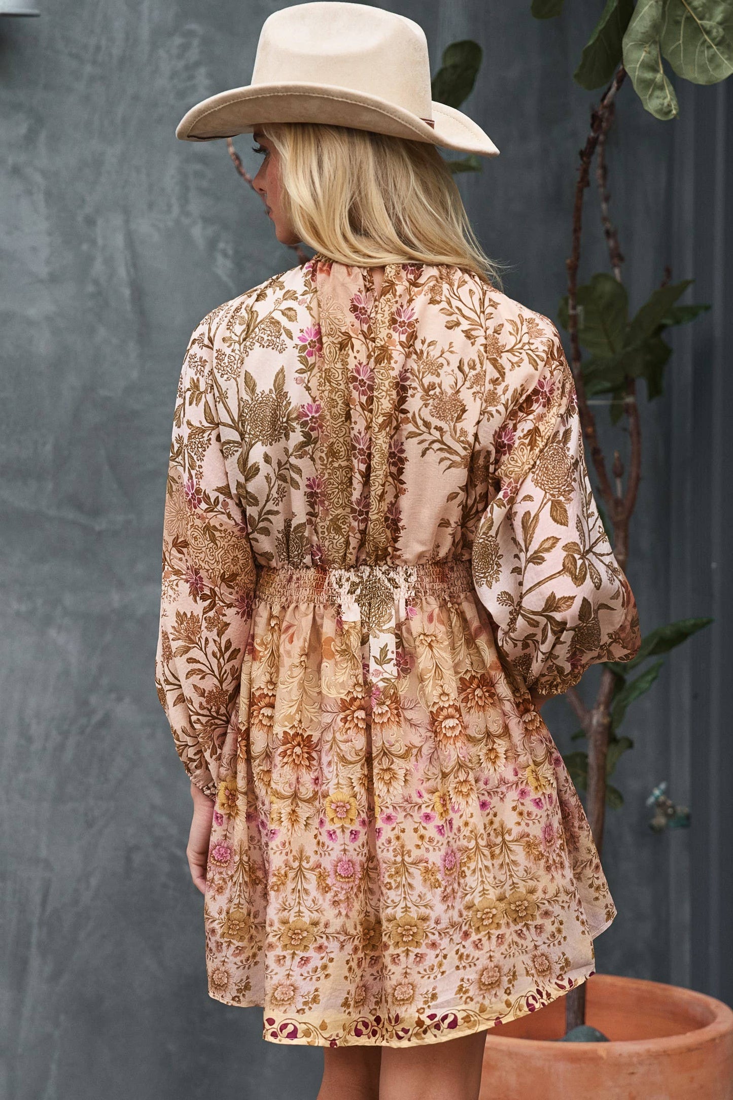 Boho Smocked Waist Mini Dress