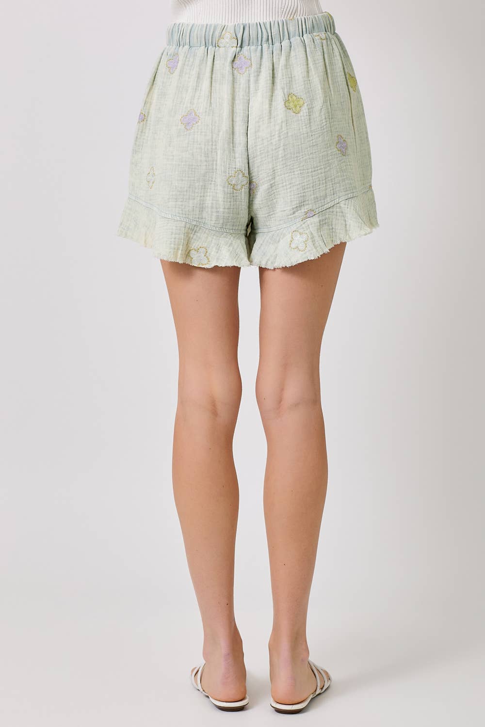 Washed Embroidery Shorts