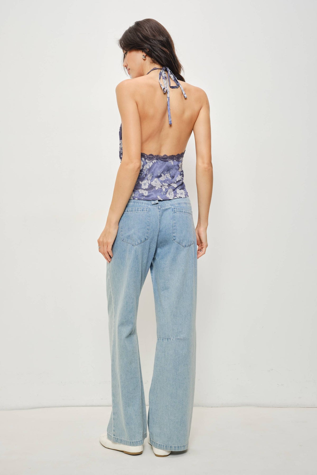 FAUNA JACQUARD SATIN LACE TOP