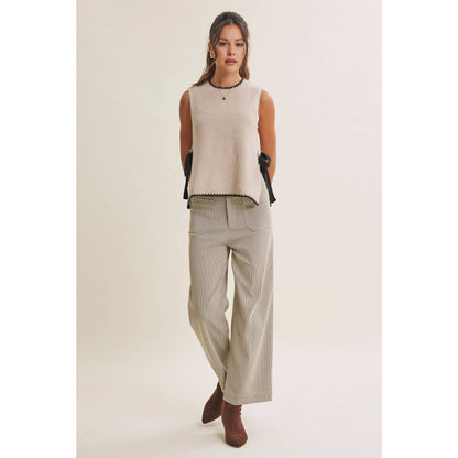EFFORTLESS WEEKEND SIDE RIBBON TIE WHIPSTITCH SWEATER VEST