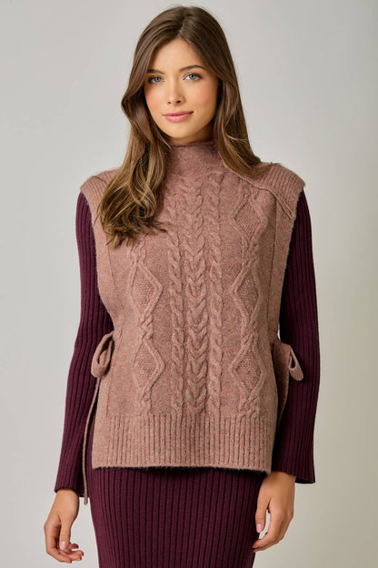 Cable Knit Mohair Side Tie Vest