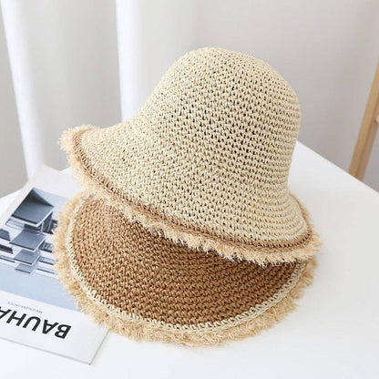 Fashion Wide Brimmed Woven Straw Bucket Hat MK2RTK6W6HAT171