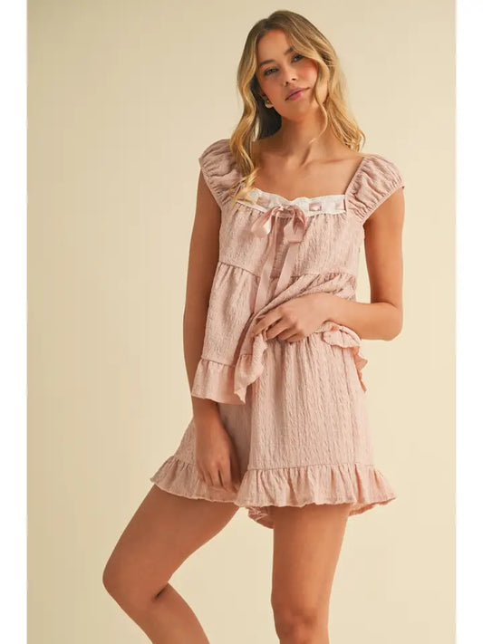 Mauve Top/Short Ruffle Set