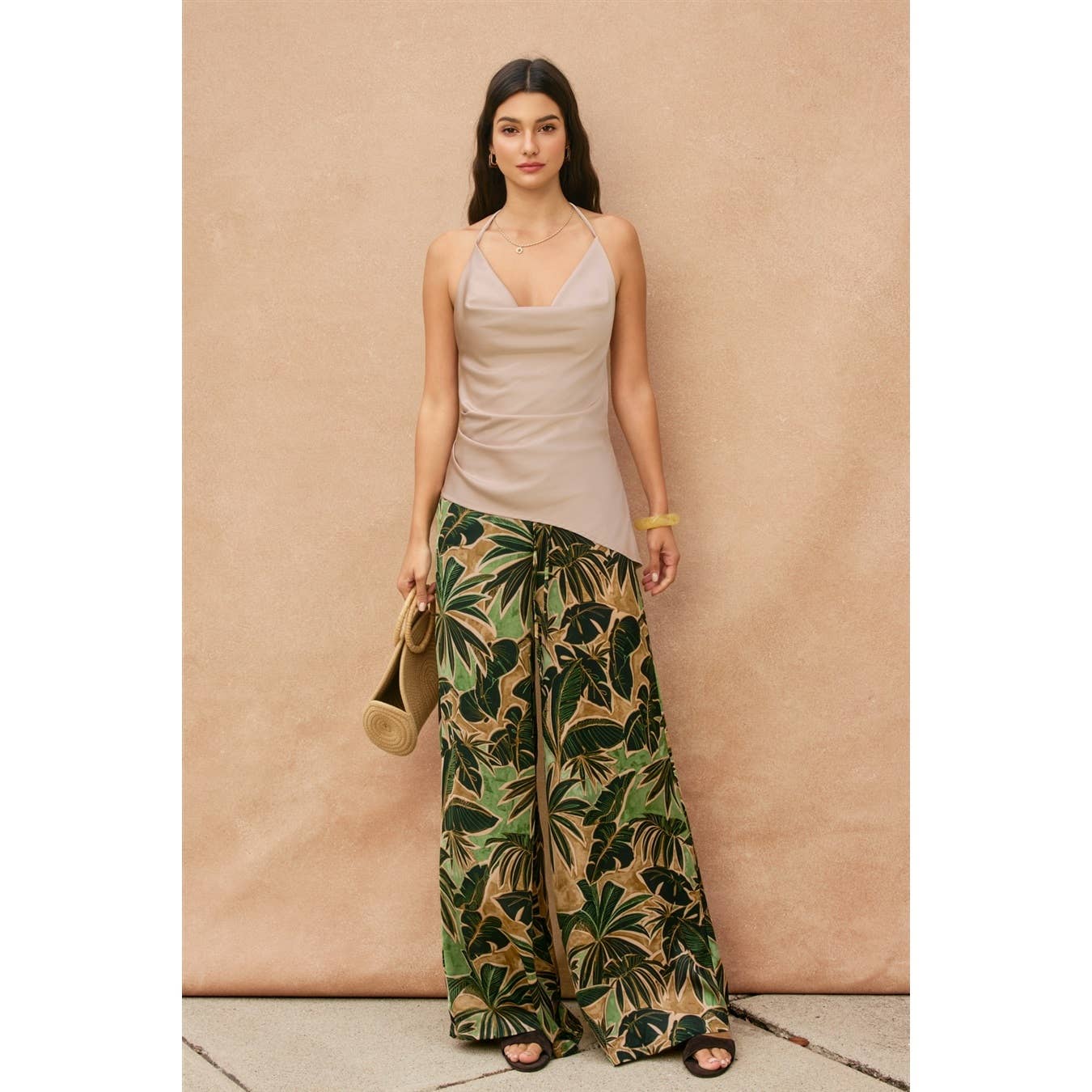 Satin Asymmetrical Hem Halter Top