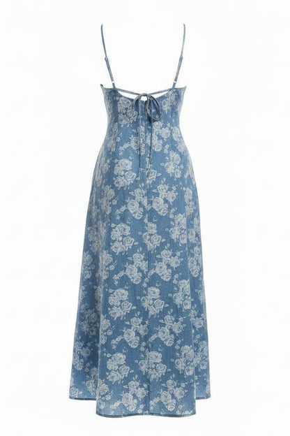 CHAMBRAY CROSS BACK SLIP DRESS