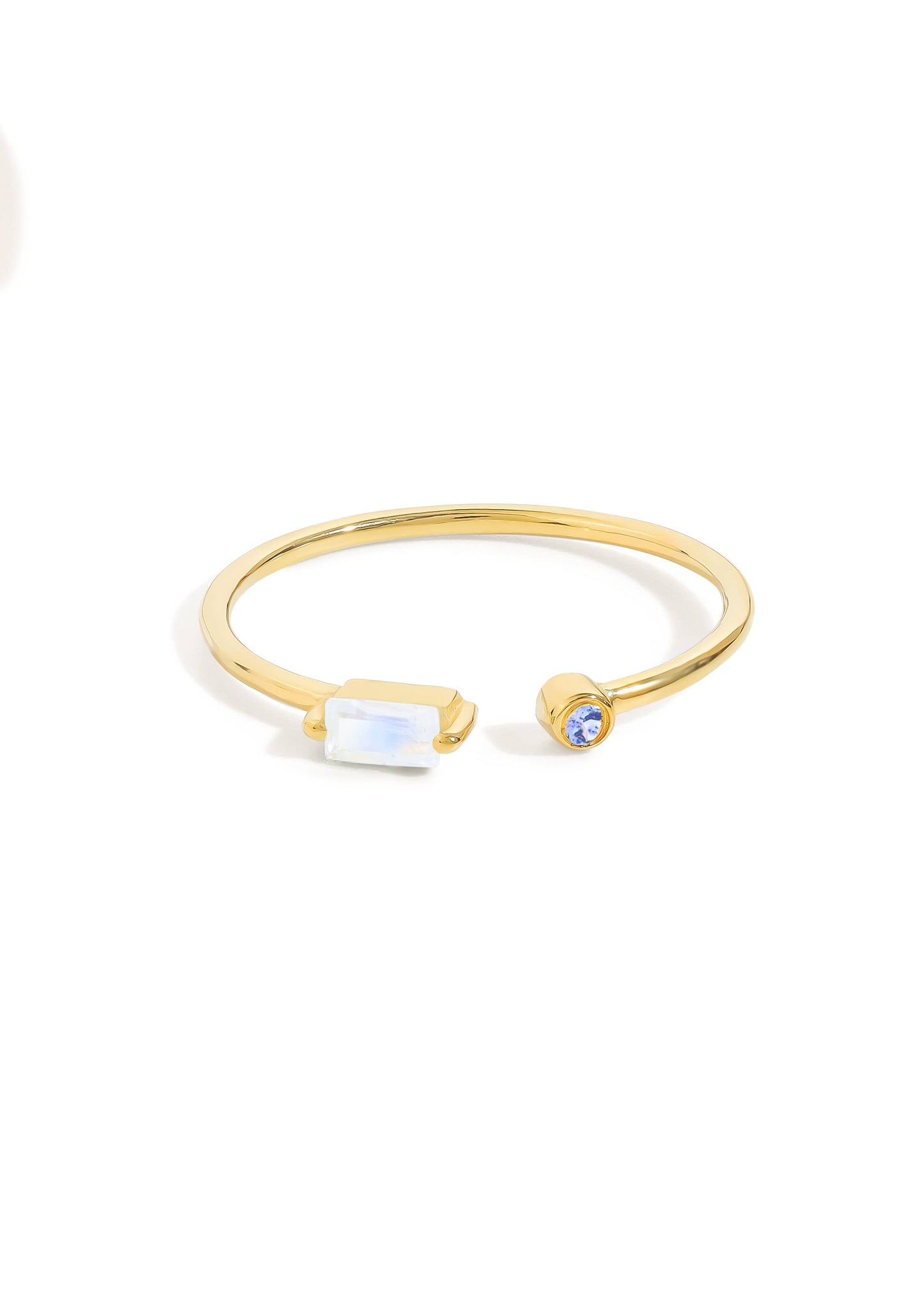 Gold Plated 925 Silver Moonstone Celestial Duality Ring