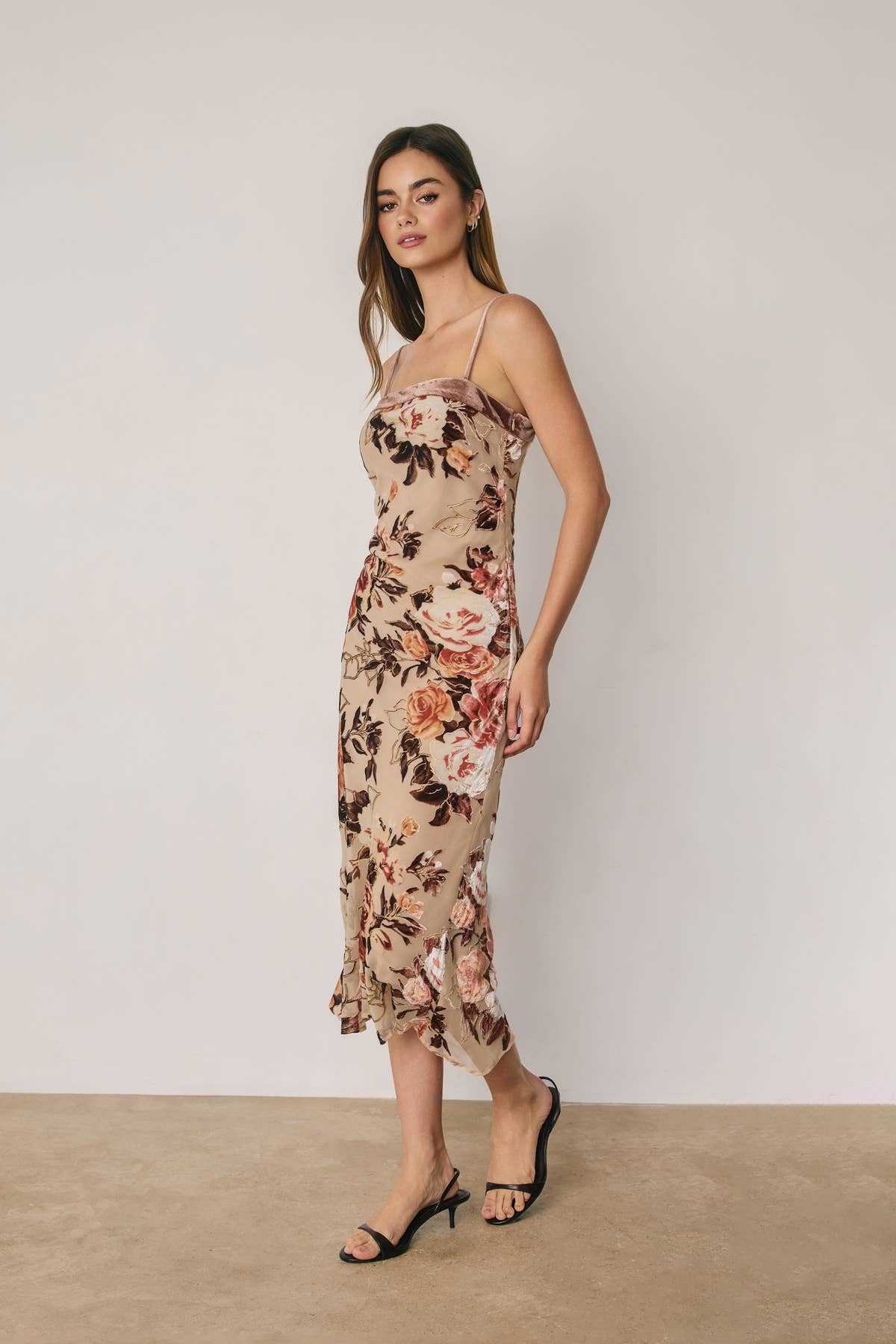 Floral Velvet Burnout Midi Dress
