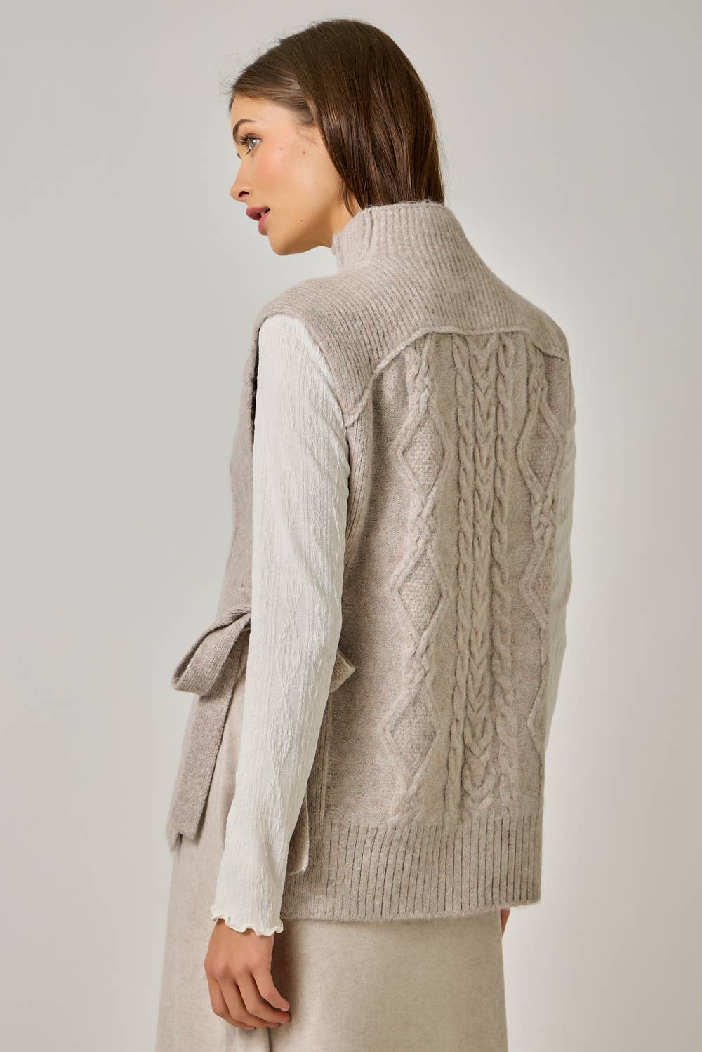 Cable Knit Mohair Side Tie Vest