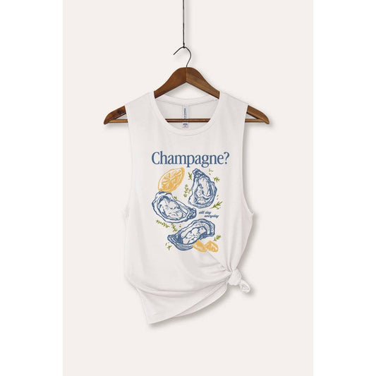 Champagne Oyster Coastal Graphic Women's Jersey Tank Top