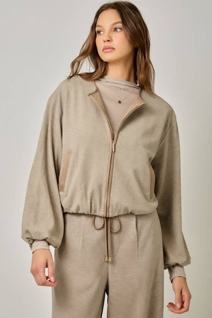 Suede Accent Bubble Hem Jacket