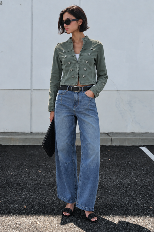 Military Double-Button Stretch Cotton Jacket