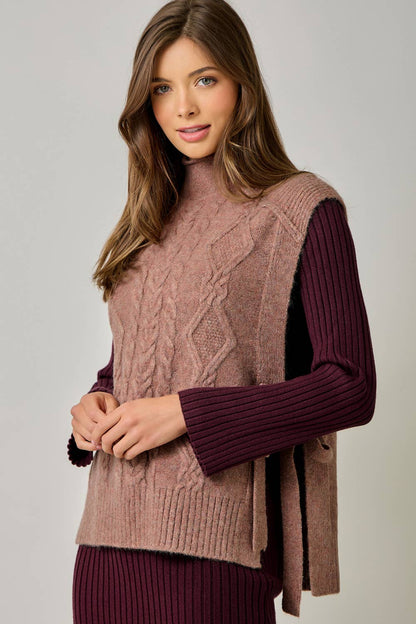 Cable Knit Mohair Side Tie Vest