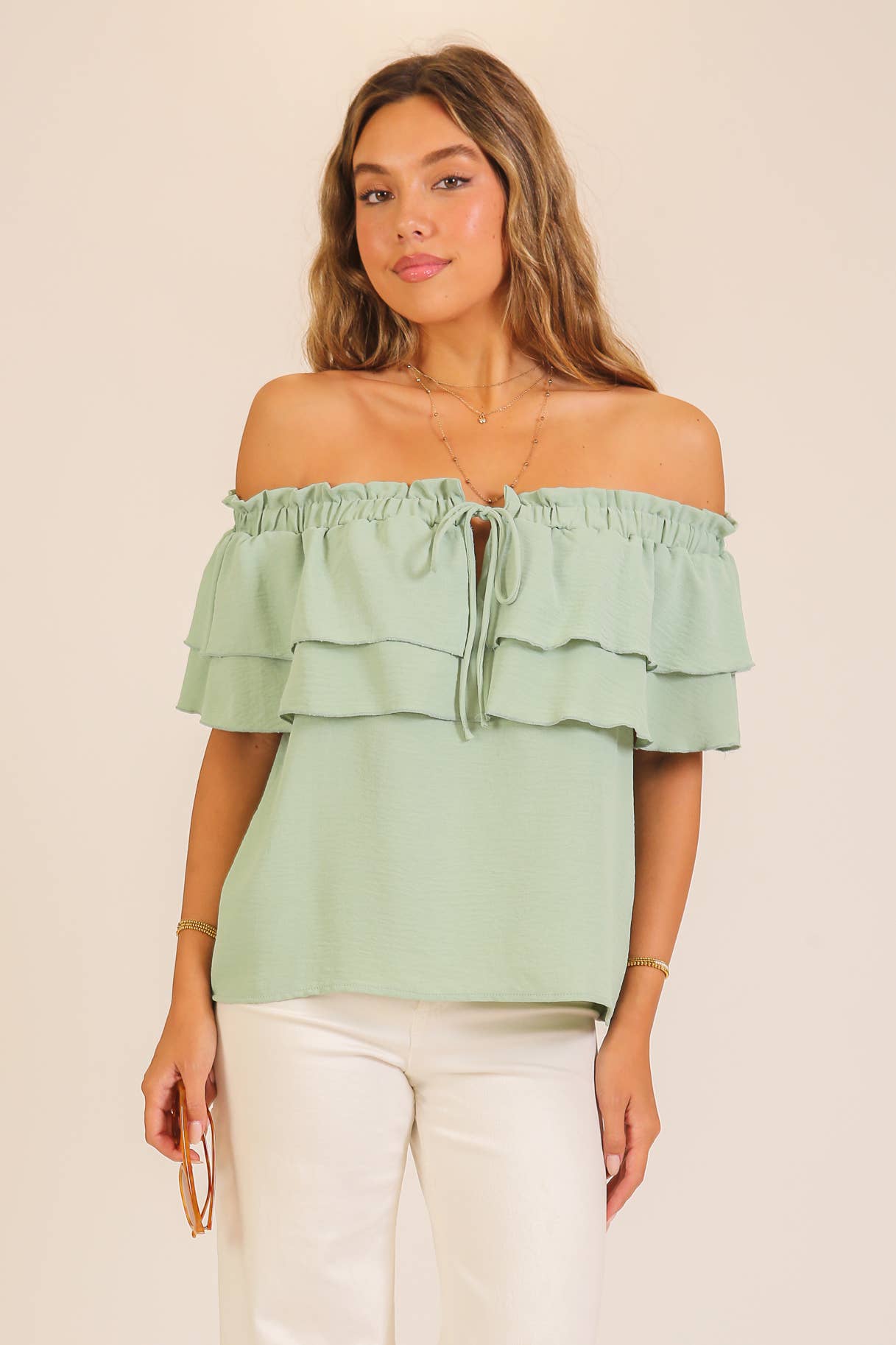 Off-Shoulder Tiered Ruffle Top
