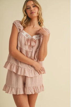 Mauve Top/Short Ruffle Set