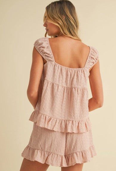 Mauve Top/Short Ruffle Set