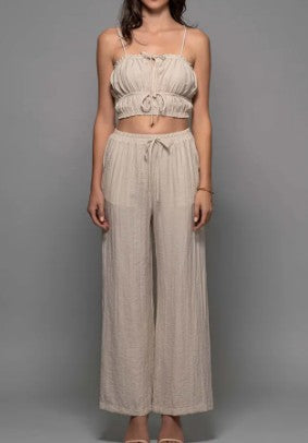 Natural Smocked Pant Set
