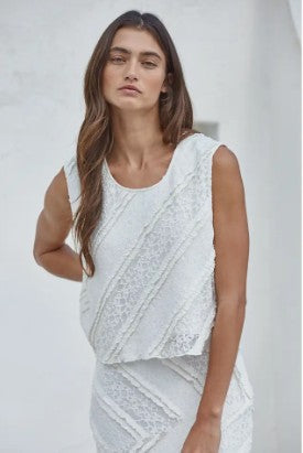 Knit Lace Round Neck Sleeveless Top