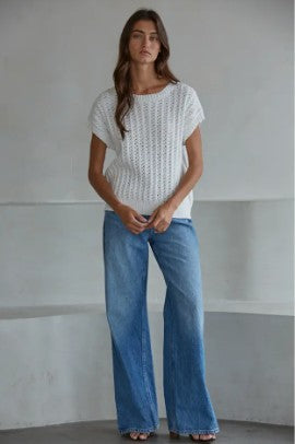 White Cotton Crochet Sweater