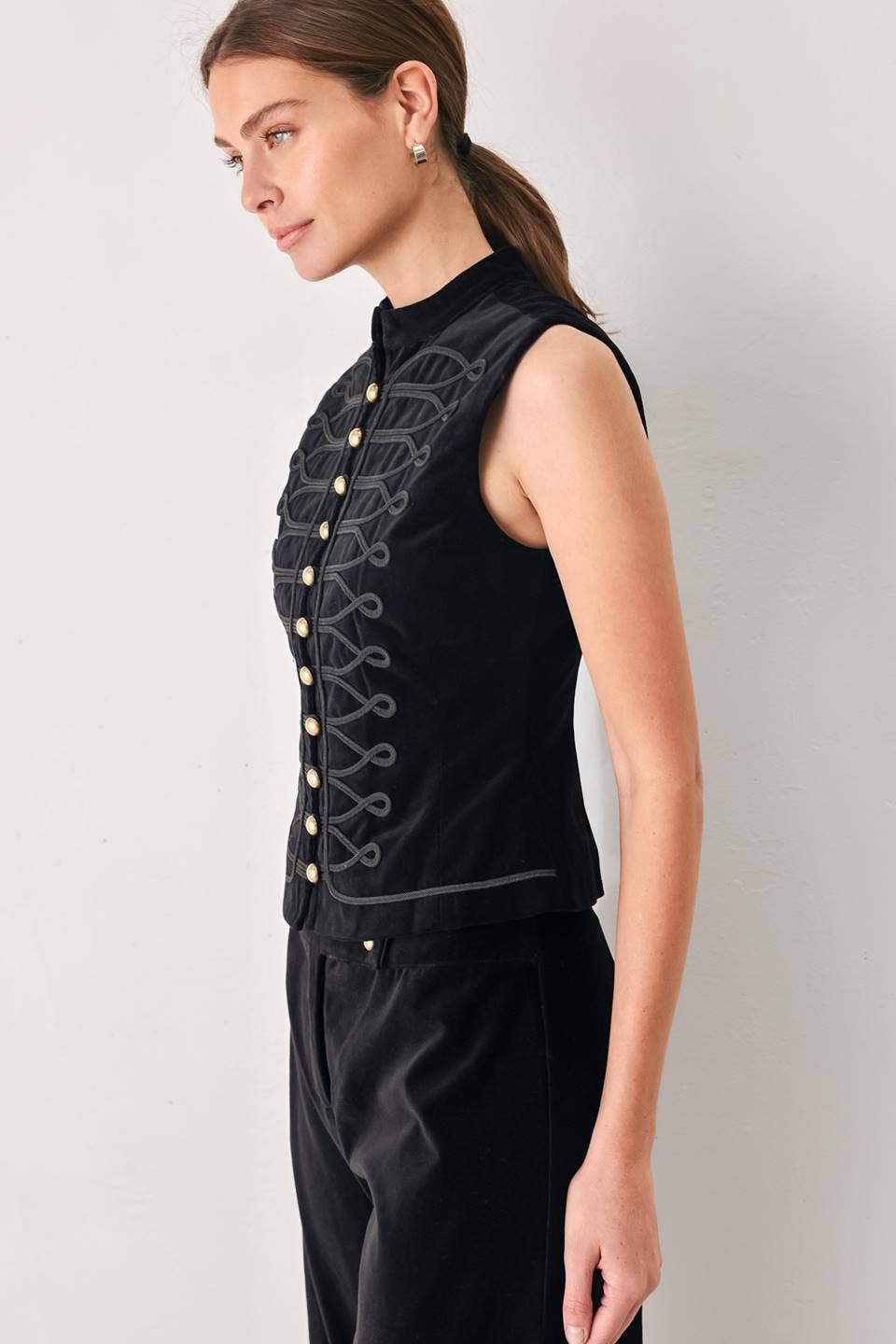 A velvet military style vest