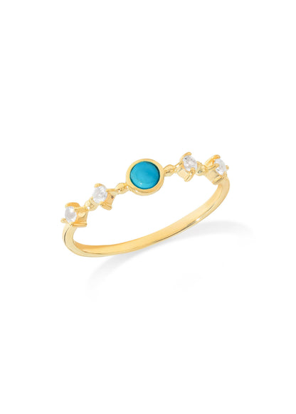 Gold Plated 925 Silver Arizona Turquoise Whisper Ring