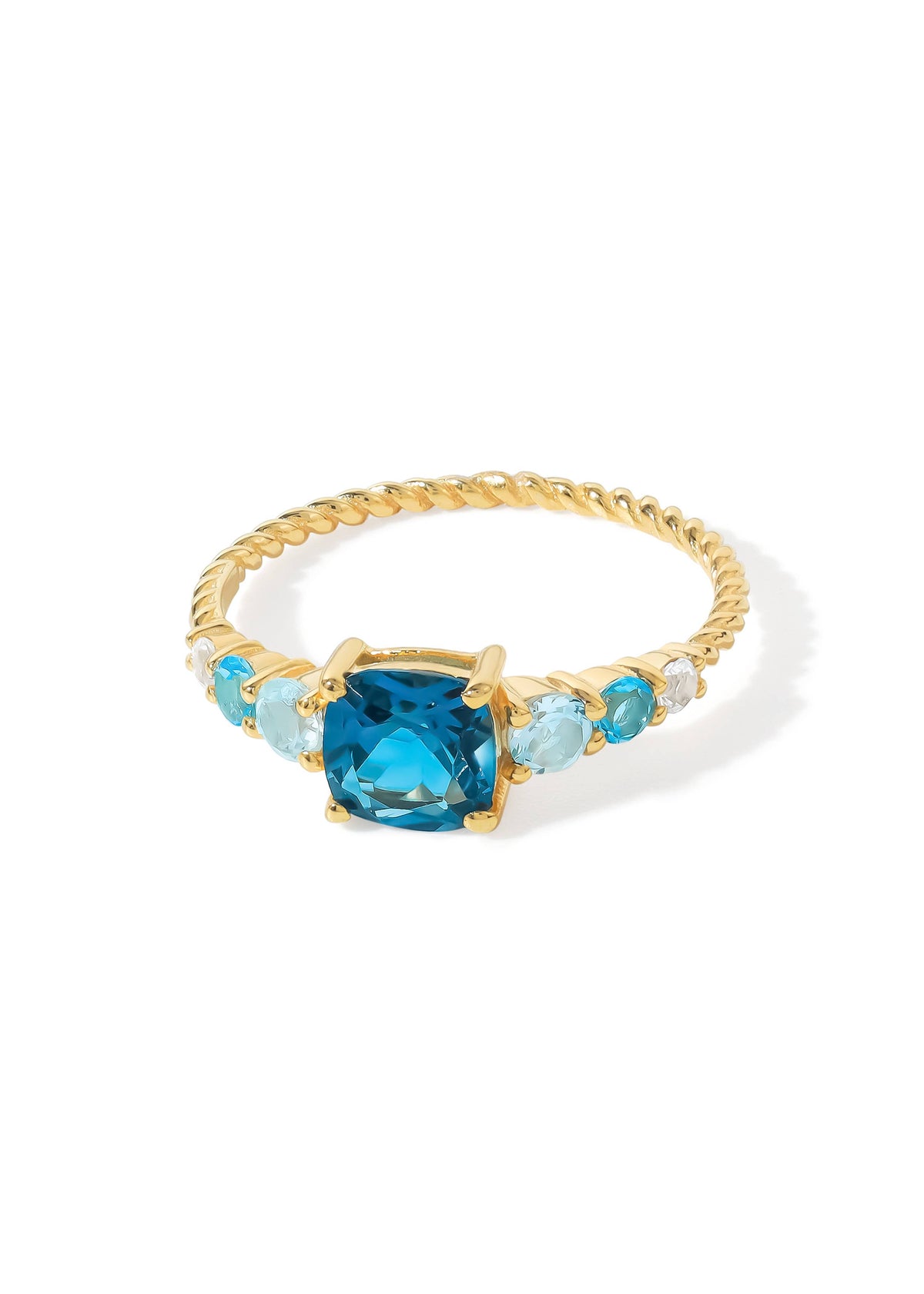 Gold Plated Silver London Blue Topaz Twist of Elegance Ring
