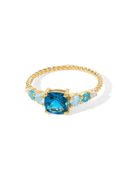 Gold Plated Silver London Blue Topaz Twist of Elegance Ring