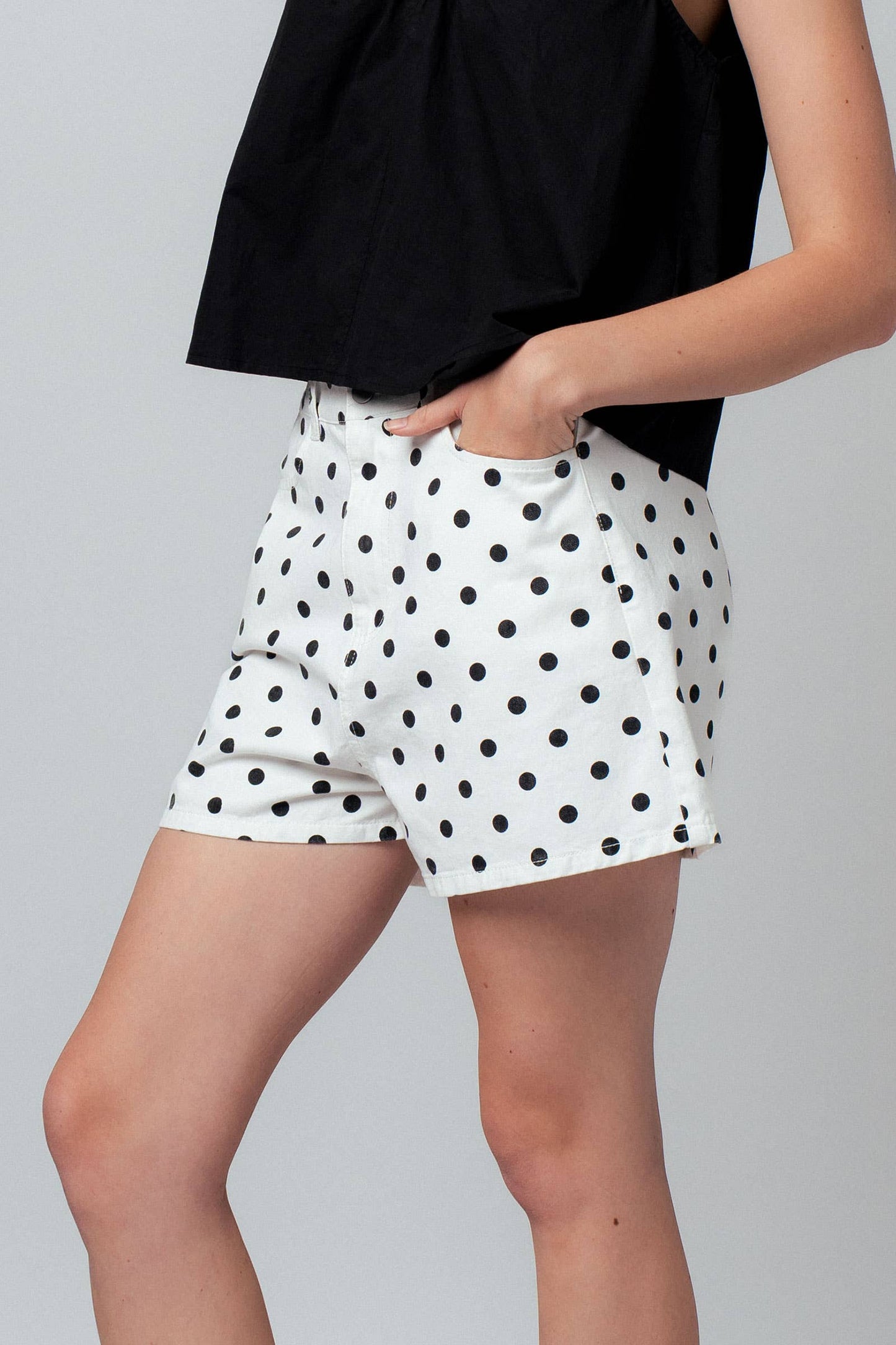 Polka Dot Print High-Waist Cotton Shorts