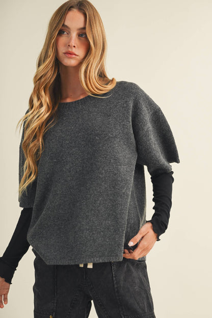 Center-Seam Boxy Drop-Shoulder Pullover