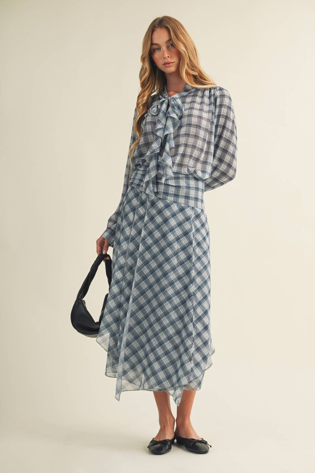 Asymmetric Plaid Handkerchief Hem Skirt
