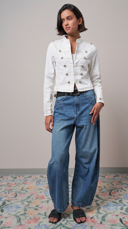 Military Double-Button Stretch Cotton Jacket