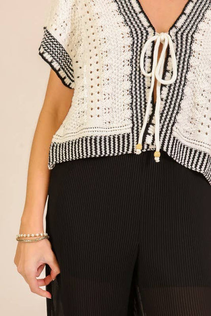 Coastal Breeze Tie-Front Knit Top