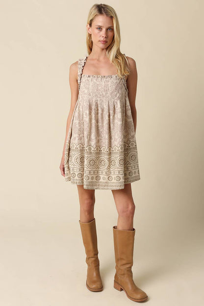 Chloe Printed Babydoll Mini Dress