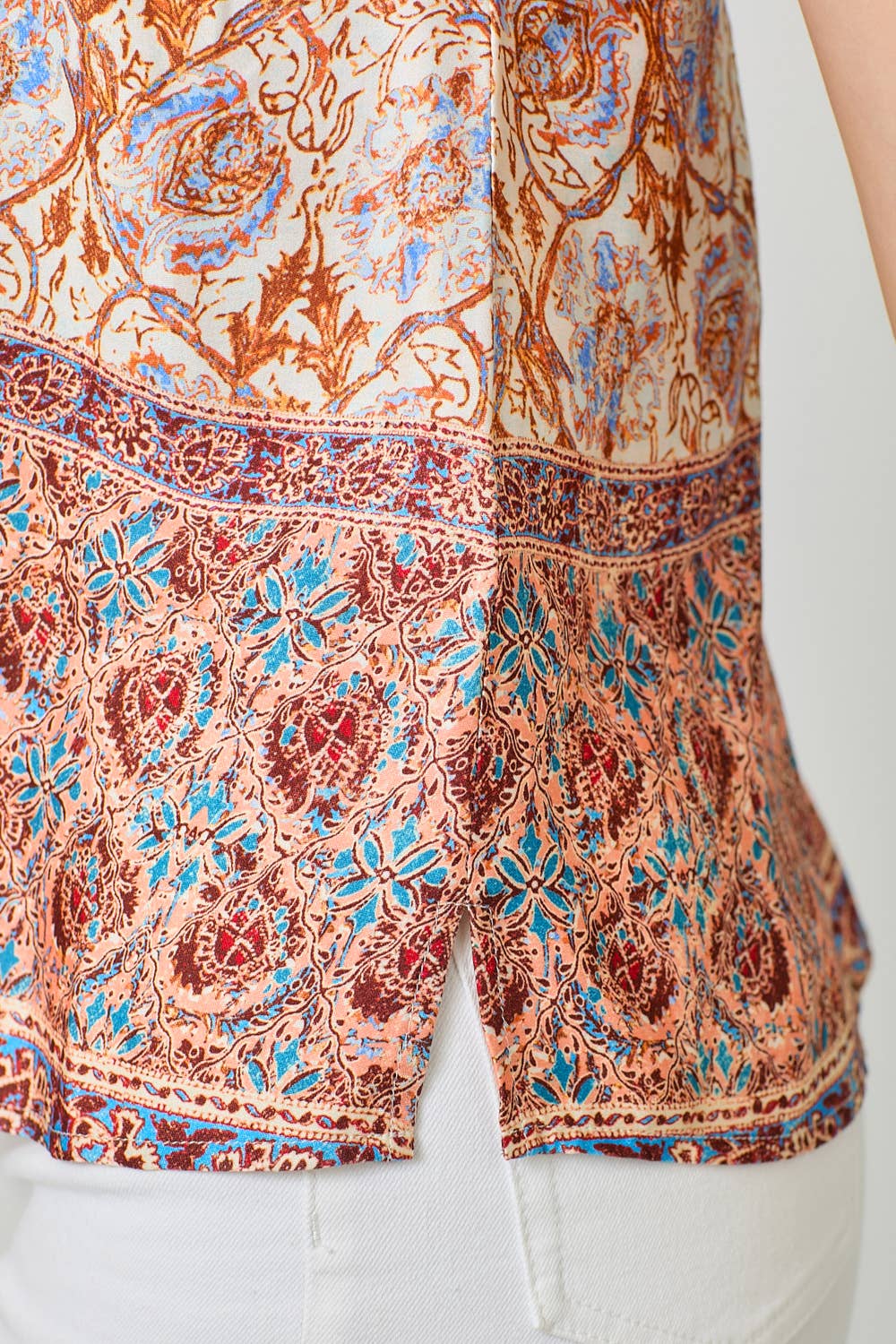 Adjustable Shoulder Strap Border Print Cami