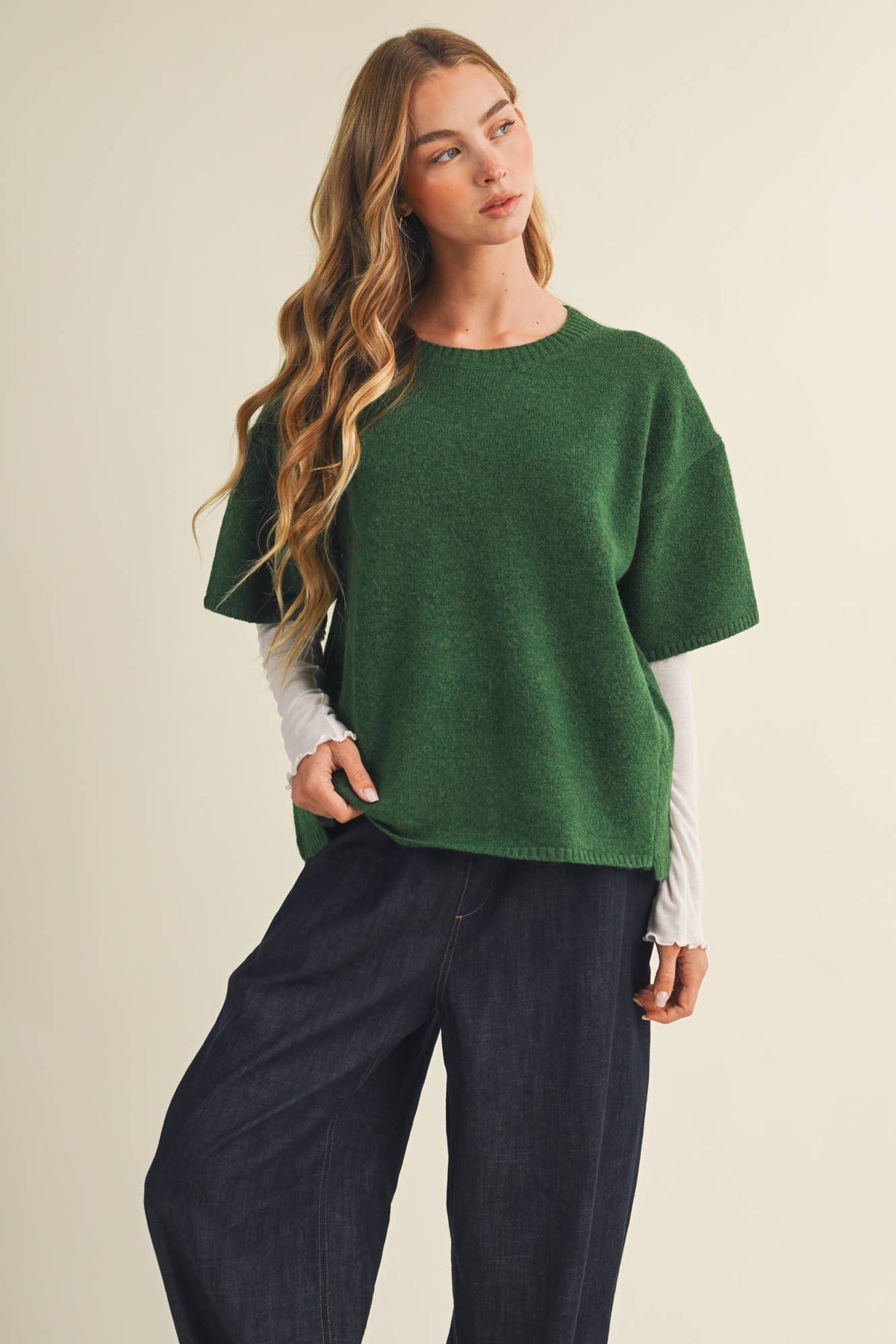 Center-Seam Boxy Drop-Shoulder Pullover