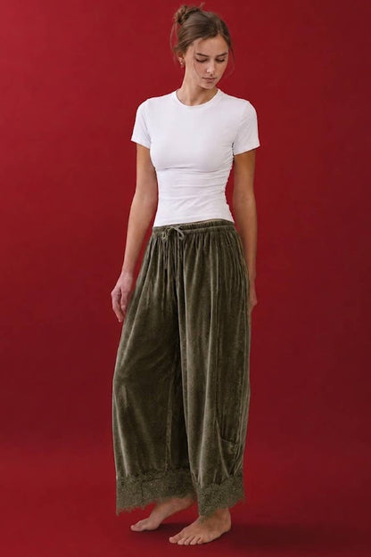 Velvet Wide Leg Pants