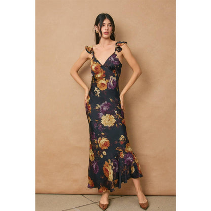 Hidden Haven Flutter Shoulder Maxi Dress