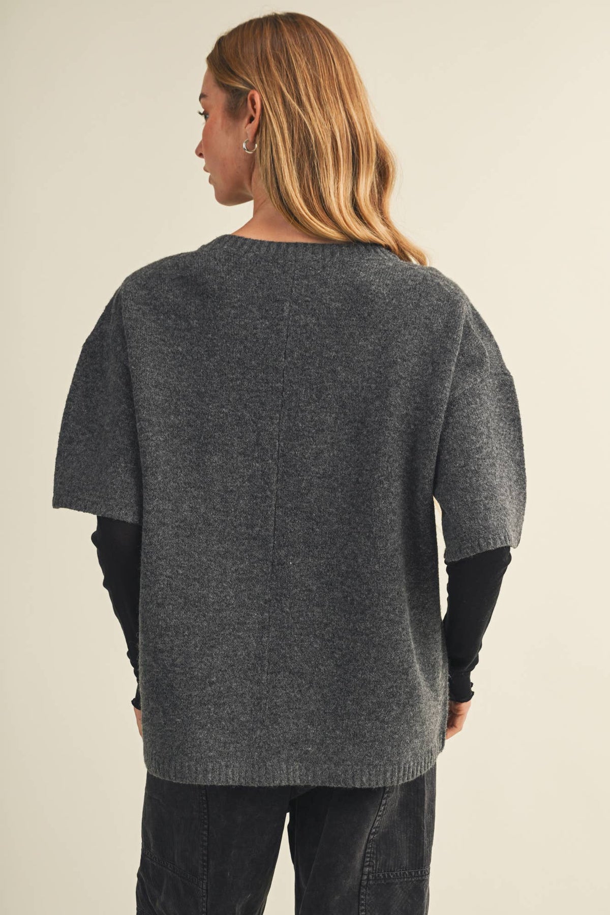 Center-Seam Boxy Drop-Shoulder Pullover