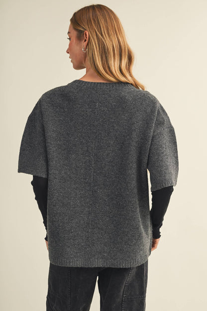 Center-Seam Boxy Drop-Shoulder Pullover
