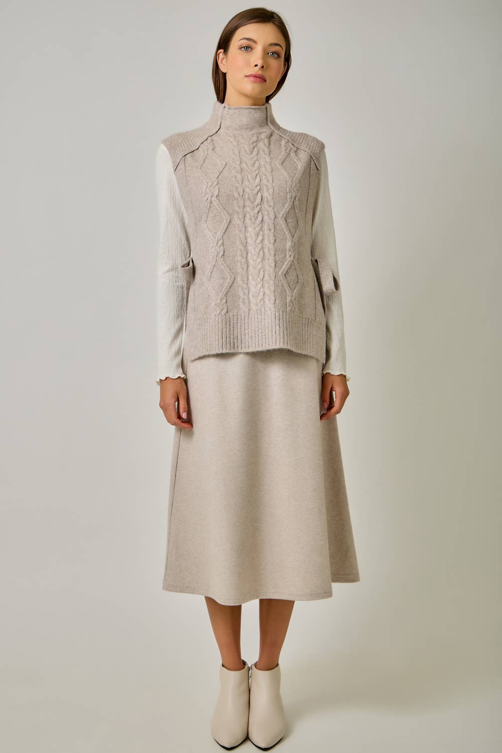 Cable Knit Mohair Side Tie Vest