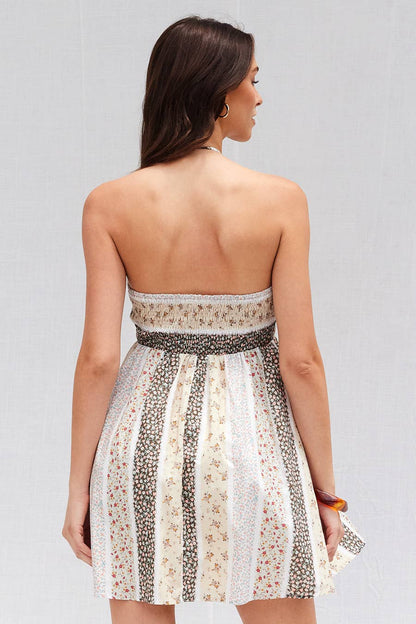 Floral Patchwork Halter Dress