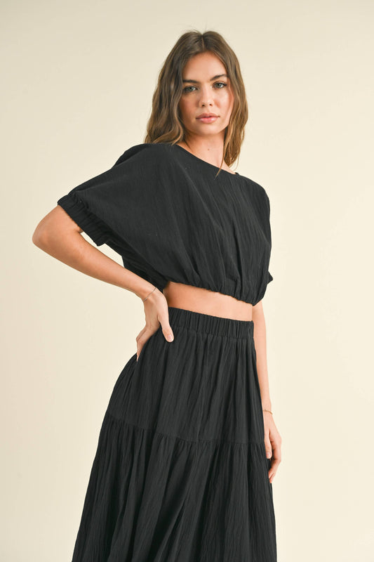 MMT998   BOAT NECK SHORT TOP