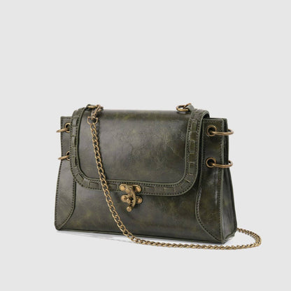 Retro Metal Buckle Leather Square Shoulder Bag