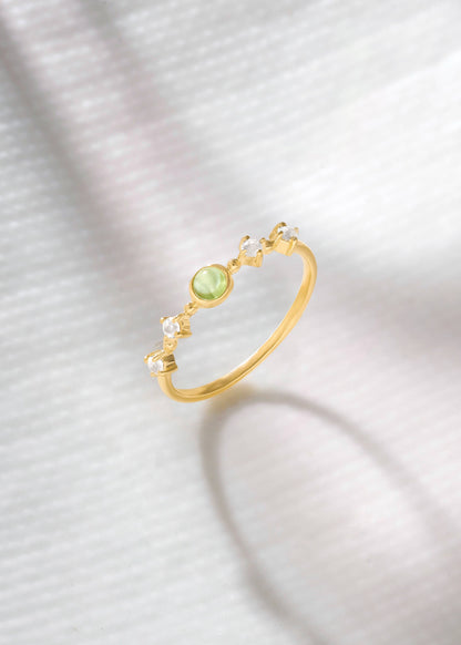 Gold Plated 925 Silver Peridot Verdant Lineage Ring
