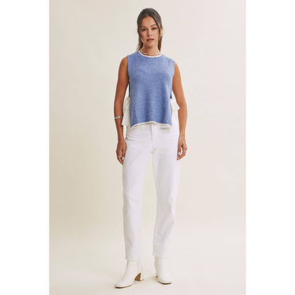 EFFORTLESS WEEKEND SIDE RIBBON TIE WHIPSTITCH SWEATER VEST
