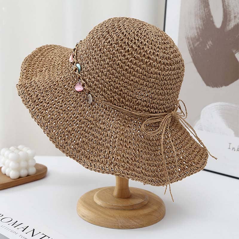 Beach Solid Color Foldable Sun Straw Hat MK2RTK6W6HAT175