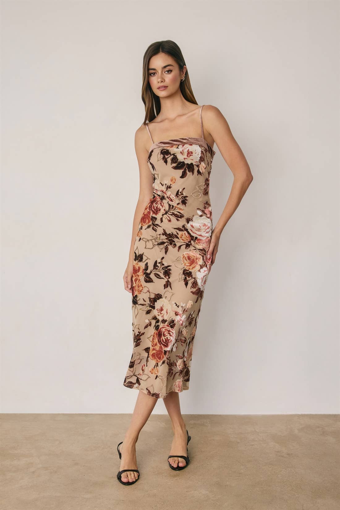 Floral Velvet Burnout Midi Dress